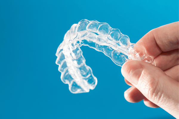 Closeup of Clear Aligners 