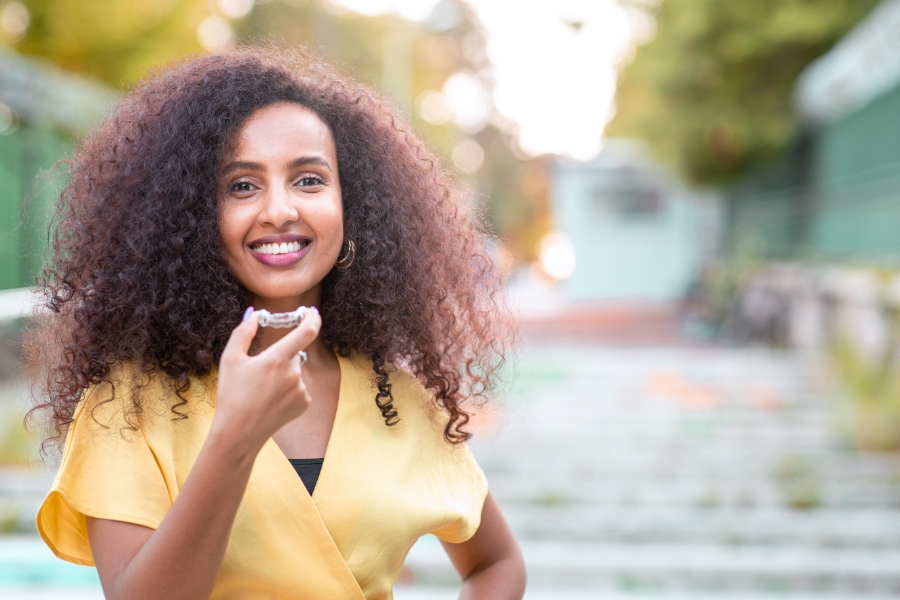 Woman Wearing Clear Aligners